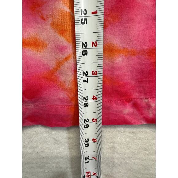 J Jill Women Top Tie Dye Pink Embroidered V Neck Boho Fairy Size MP Long Line - Picture 8 of 11